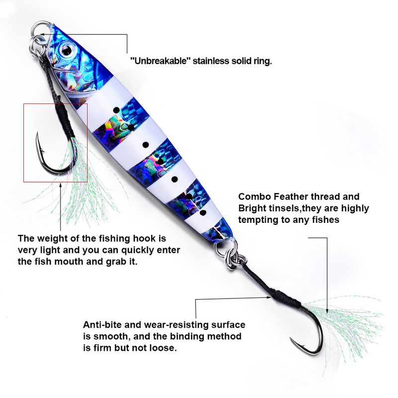 Lure Sea Jig Single Tying Bright Silk Feather Boat Heavy Duty Line Hook Bulk Fishing Gear_voghion.com