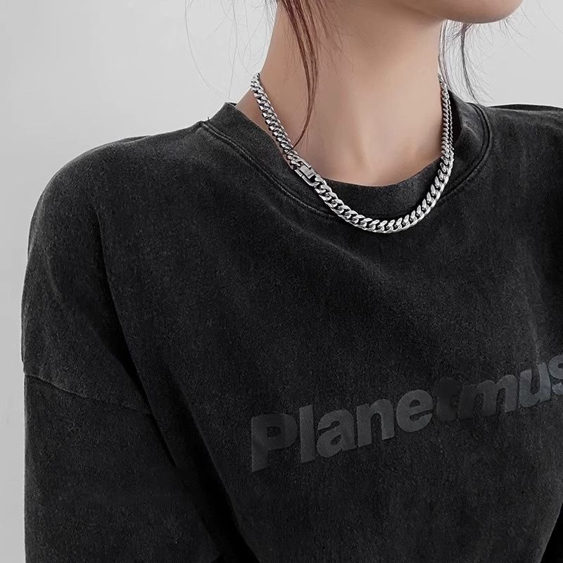 Hip-Hop Cuban Non-Fading High-End Thick Sweater Chain Full Titanium Steel Necklace Trendy_voghion.com