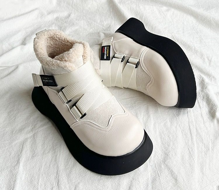 2023 Thick soled elevation matching color warm snow boots and thick female Martin boots non-slip ankle boots Platform snow boots_voghion.com