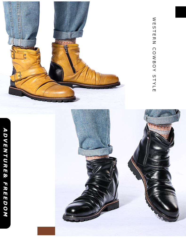Martin Boots Miesten saappaat lyhyet saappaat miesten talvikengät nahkasaappaat_voghion.com