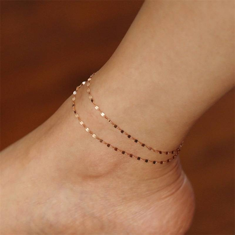 Trendy personality, unique retro fashion, creative women's lace chain, simple gold-plated ankle chain_voghion.com