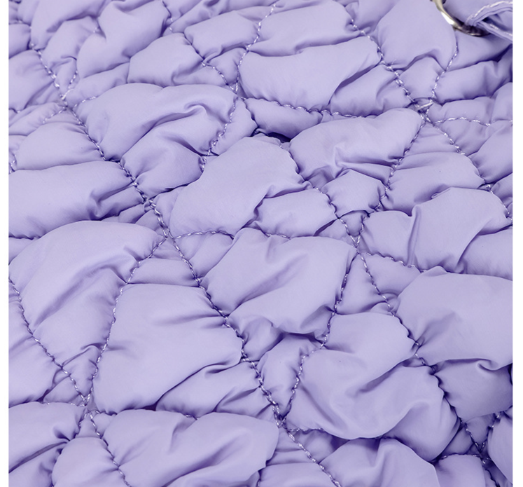 Luggage & Bags Winter Bowknot Ruffled Bubble Cloud Bag Quilted Drawstring Shoulder Messenger Bag Women's Padded Puff Handbag_voghion.com