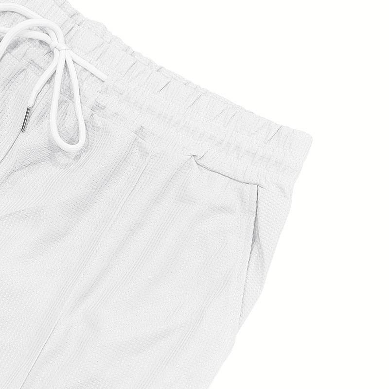 Waffle Herren Sommer Casual Tethered Henry Kurzarm Shorts Anzug_voghion.com