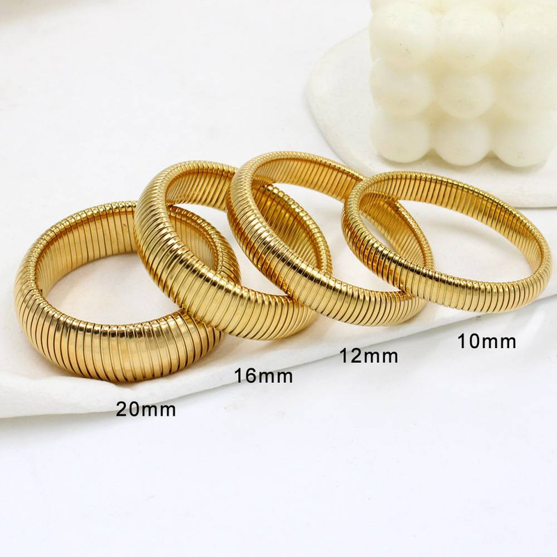 Women's Jewelry Elastic Bracelet Stainless Steel K Gold Plated Bracelet Men And Women Street Element Jewelry 10 12 16 20MM_voghion.com