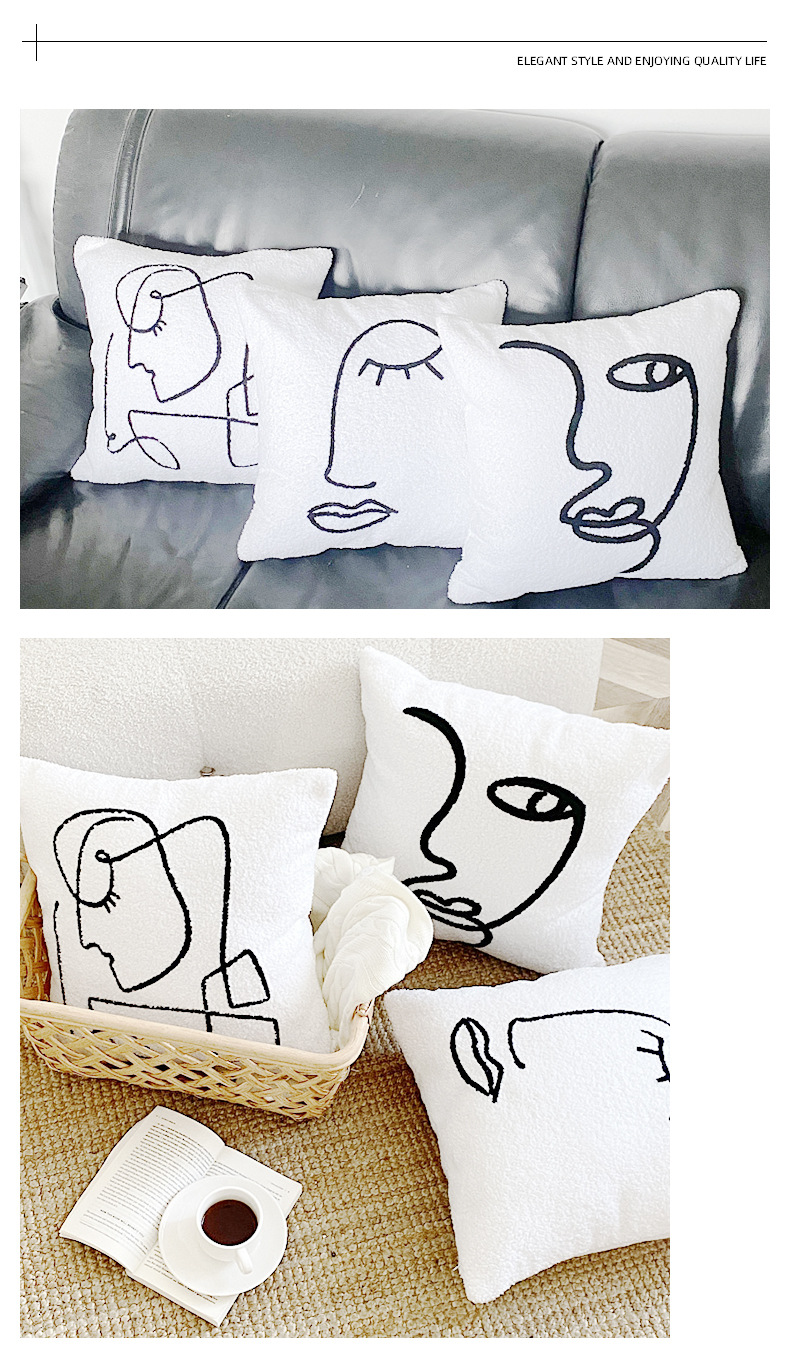 Cuscino di lusso in pile di peluche bianco - Design minimalista astratto per divano, letto e auto_voghion.com