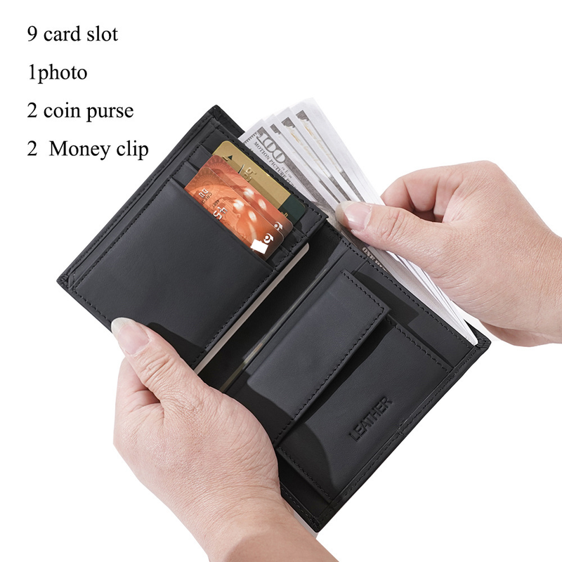 Men’s Bags Men's Wallet RFID Anti Theft Brush Ultra Thin Top Layer Cowhide Short Genuine Leather Wallet_voghion.com