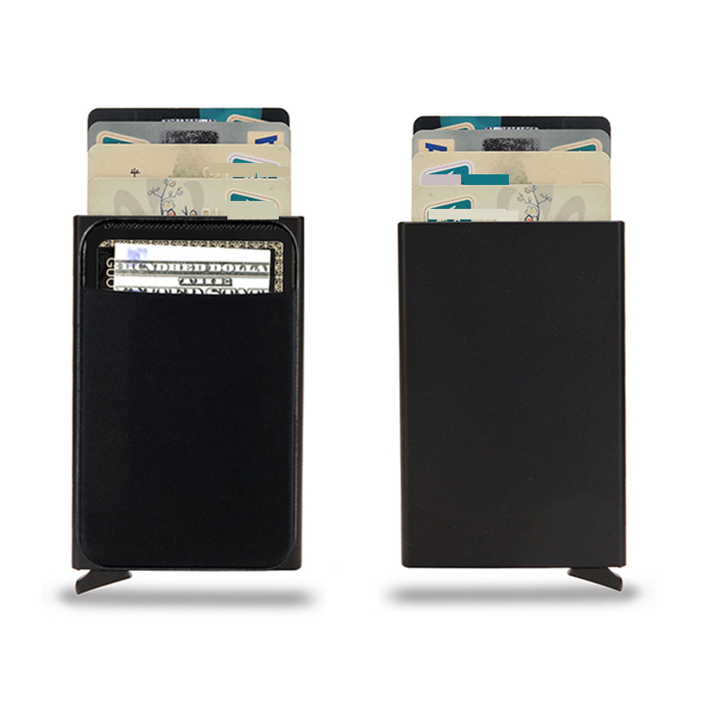 Reisepasshüllen und -geldbörsen Kartenbox aus Aluminiumlegierung und Lycra-Stoff Erweiterungskartenhalter Herrengeldbörse RFID Smart Anti-Diebstahl-Bürste_voghion.com