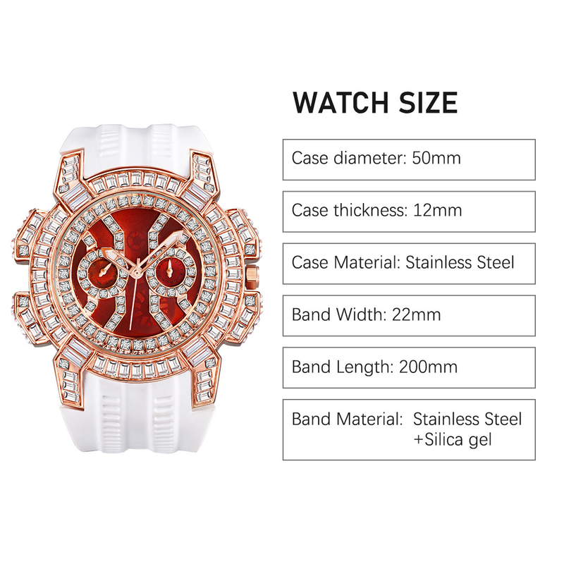 Men's High End Fashion Personality Full Diamond Large Dial Tape Quartz Watch_voghion.com