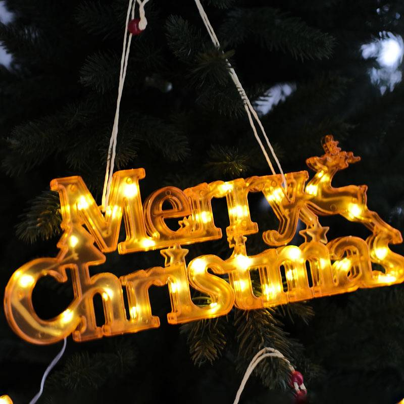 Luces LED navideñas con letras: decoración navideña a pilas para el hogar, fiestas y exteriores (blanco, rojo y amarillo)_voghion.com