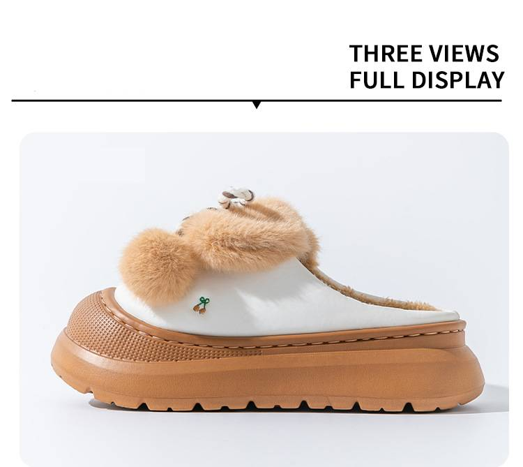 Damenschuhe, süße Plüsch-Baumwoll-Hausschuhe für Mädchen, Winter-Outdoor-Kleidung, neuer Stil, für drinnen und draußen, rutschfeste Plüsch-warme Baumwoll-Hausschuhe_voghion.com