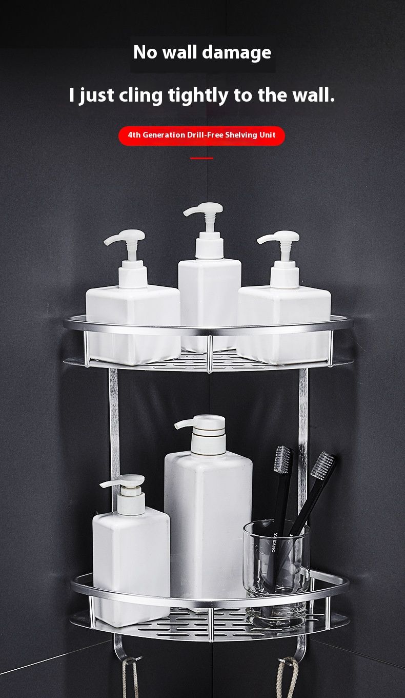 Space Aluminum Corner Shelf – Rustproof Bathroom & Kitchen Organizer, Wall-Mounted Triangle Storage Rack For Shower/Sink_voghion.com