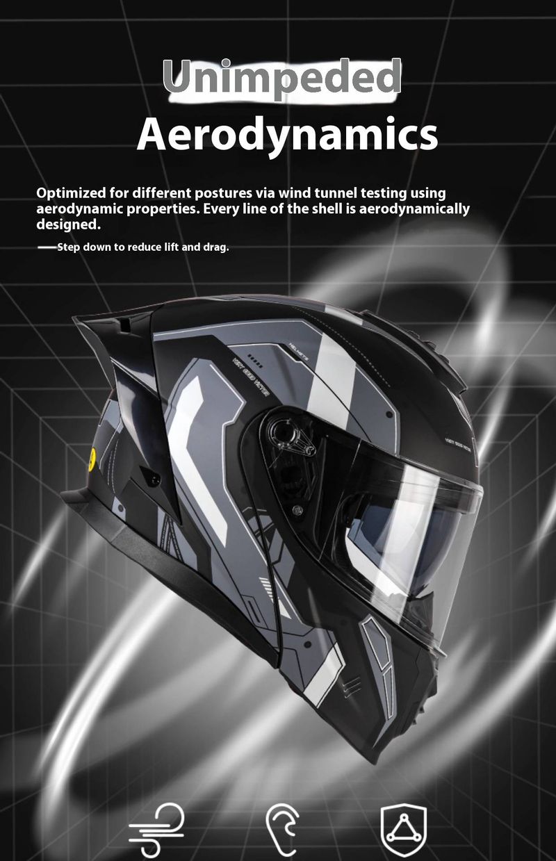 3C-Certified Modular Motorcycle Helmet – Flip-Up Full Face & 3/4 Helmet With Dual Visors & Bluetooth, Lightweight ABS Shell (S-3XL)_voghion.com