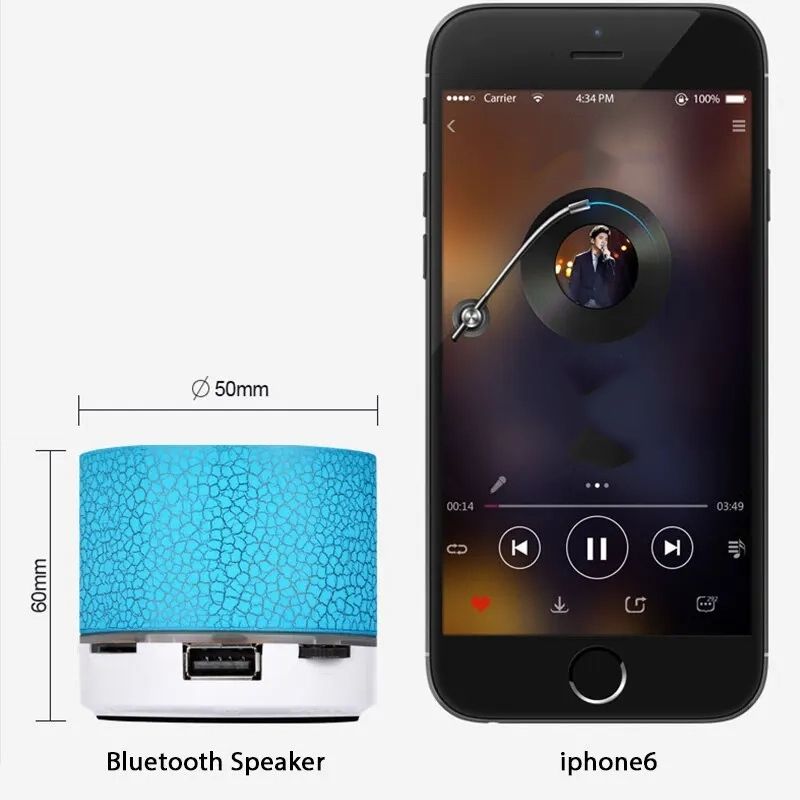 Mini haut-parleur Bluetooth sans fil, LED colorée, carte TF, caisson de basses USB, portable, MP3, colonne sonore pour PC et téléphone_voghion.com