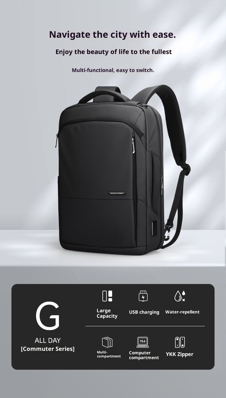 Zaino da lavoro premium, zaino per laptop di grande capacità con spallacci ergonomici, tessuto Oxford resistente all'acqua, design elegante e minimalista_voghion.com