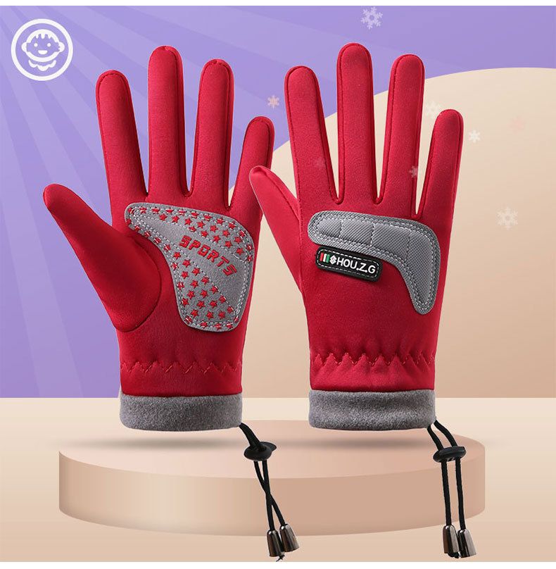 Children's Warm With Winter Veet, Anti Slip Protection, Windproof, Outdoor Cycg, Student Roller Skating Sports Gloves_voghion.com