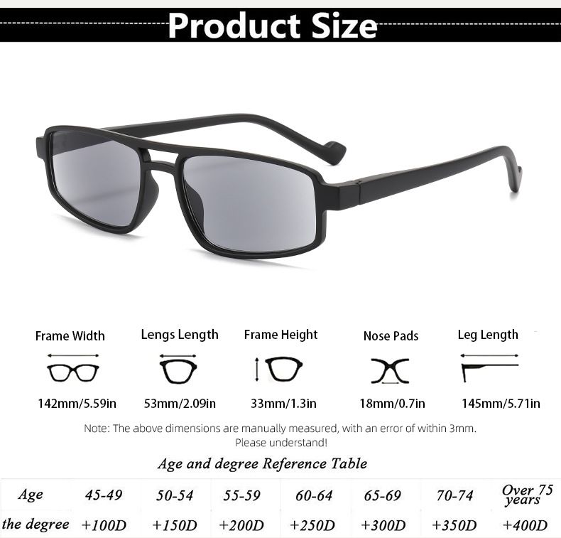New Rectangular Hollow Double Beam Anti Ultraviolet Sunglasses Sunscreen Reading Glasses_voghion.com