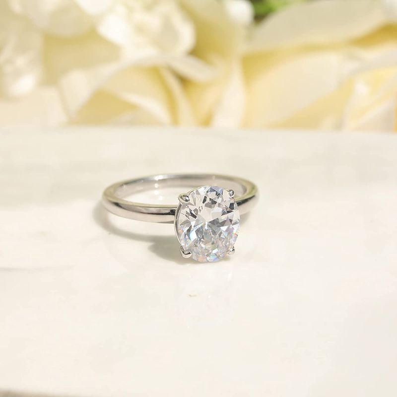Moda Trumium 3CT Sterg Sier Fidanzamento Taglio Ovale Solitario Zirconia Cubica Anelli di Promessa di Nozze per Donne Gioielleria Fine_voghion.com