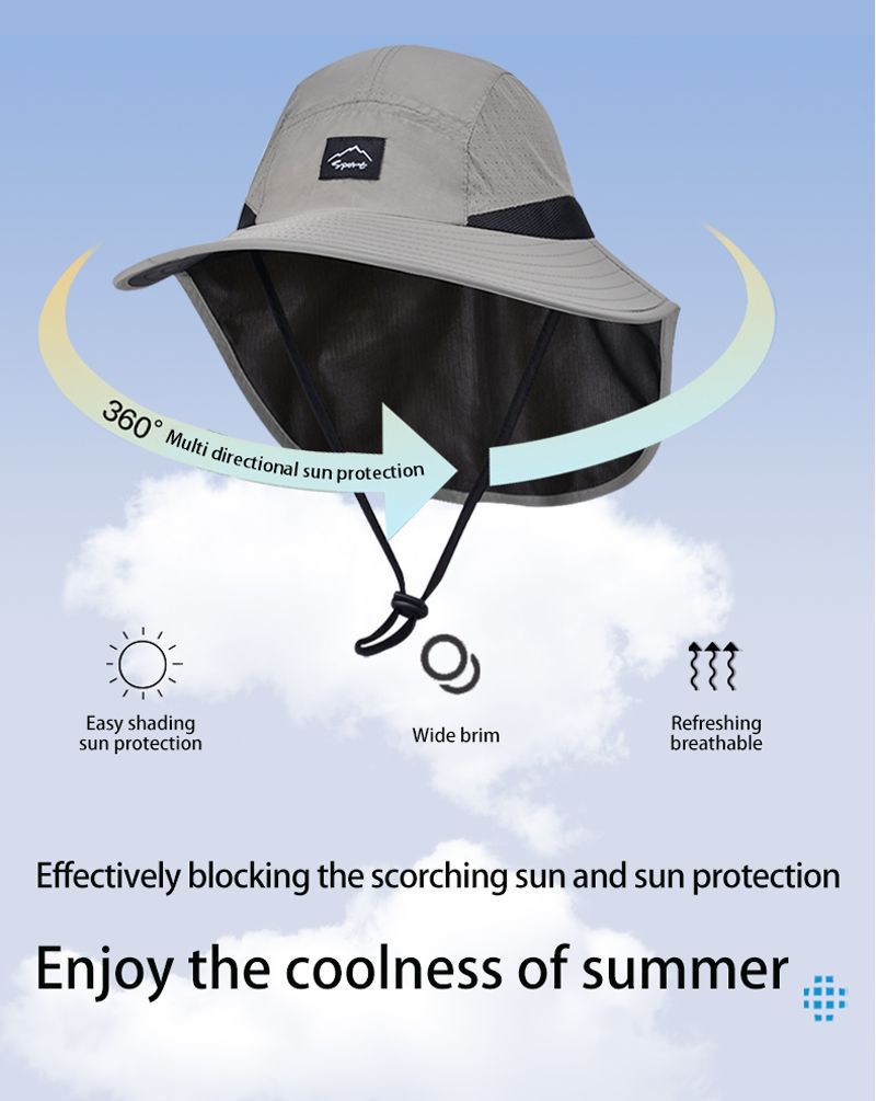 Hot Sale Xioguan 100% polyester 9249 summer men's and women's large brimmed shawl fisherman quick drying breathable sunshade hat_voghion.com