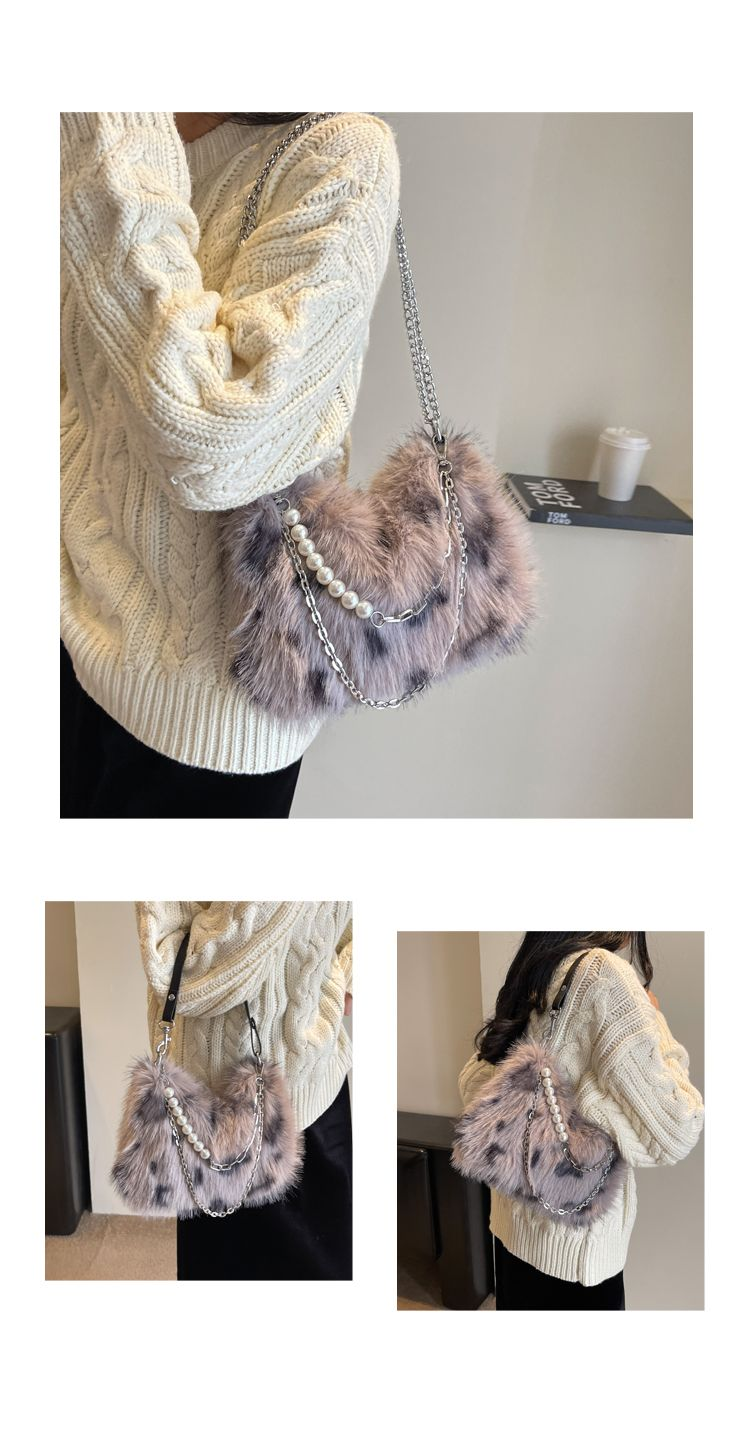 Autunno e inverno per le donne 223 Nuova moda catena coreana sotto le ascelle B Versatile tracolla portatile INS in peluche_voghion.com