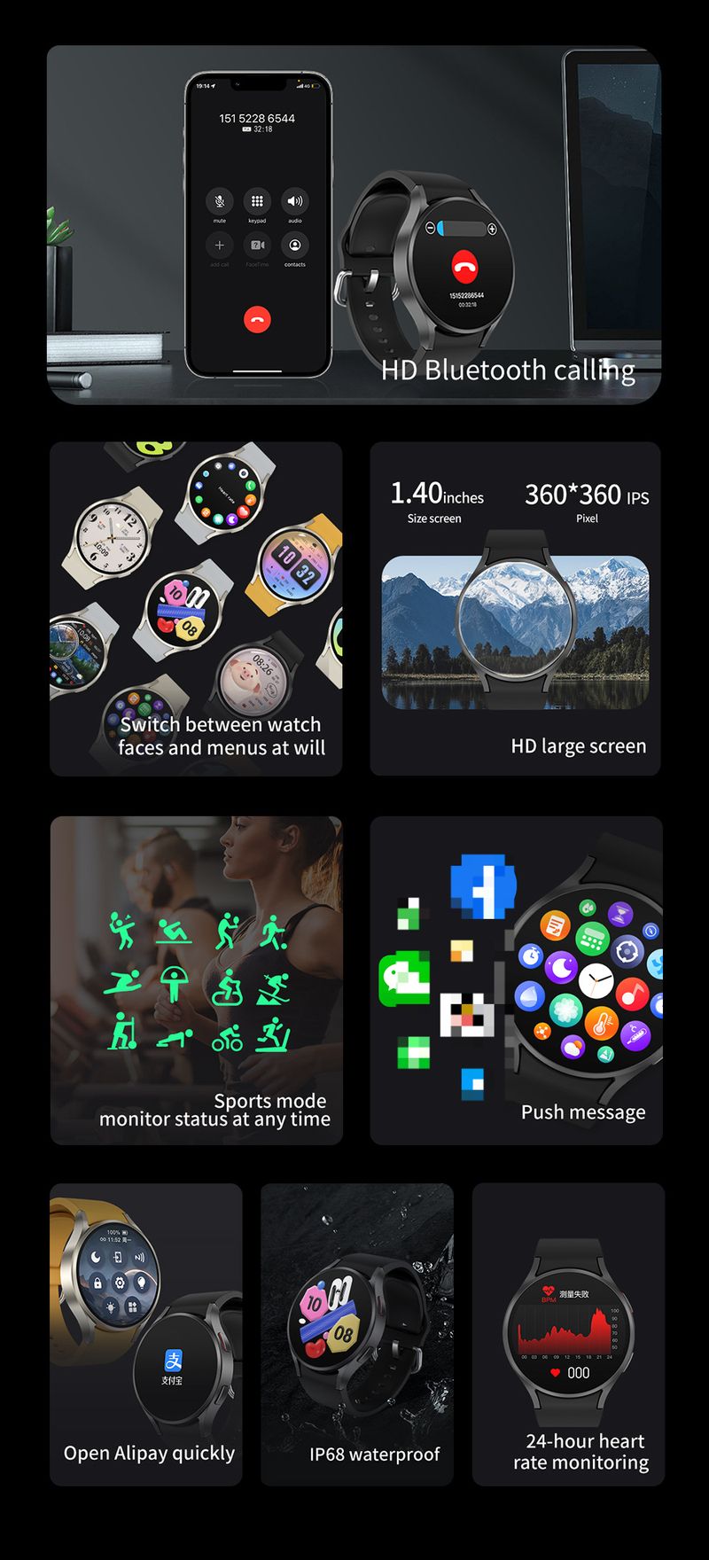 Chytré hodinky M10 pro muže a ženy, hlasové volání, vodotěsné fotografování, krok za krokem, monitorování srdeční frekvence, sociální zábava, dálkové ovládání, selfie_voghion.com