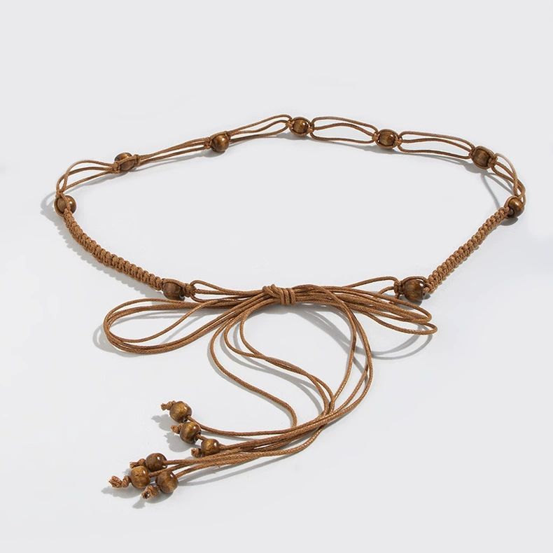 Cintura bohémien con catena intrecciata, accessorio per donna, stile etnico, con cintura estiva, casual, versatile_voghion.com