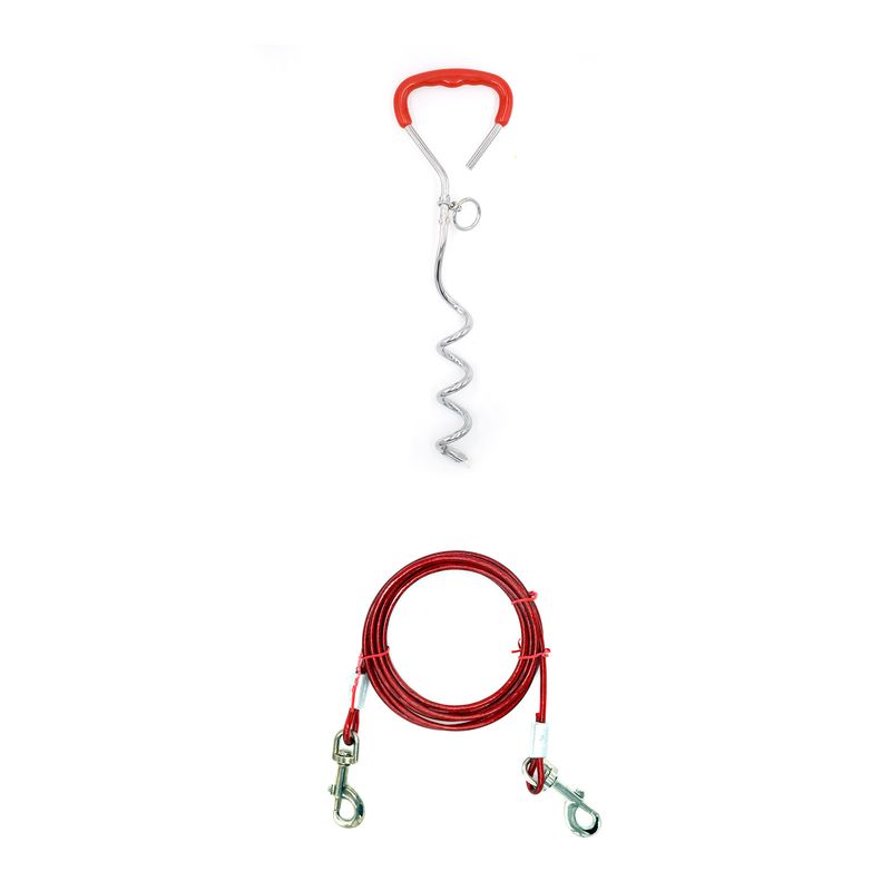 Pet Stake Tie Stahldrahtseil Hundeleine Verschleißfest_voghion.com