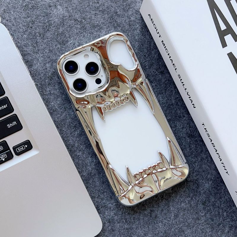 New Electroplated Tiger Tooth For 16 Max Phone Case Ins Trend/14/15 Pro 3D 13 Heat Dissipation_voghion.com