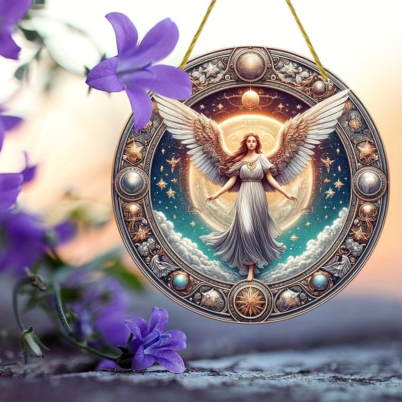 8in Holy Angel Suncatcher - Clear Acrylic Christian Decor For Wreaths, Windows & Doors - Elegant Holiday Gift_voghion.com