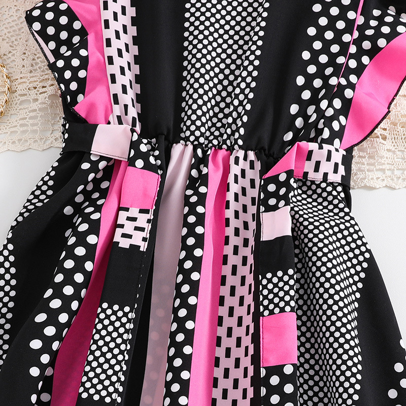 Ropa para niños, novedad de verano, vestido de niña con manga de encaje de retazos de estilo occidental_voghion.com