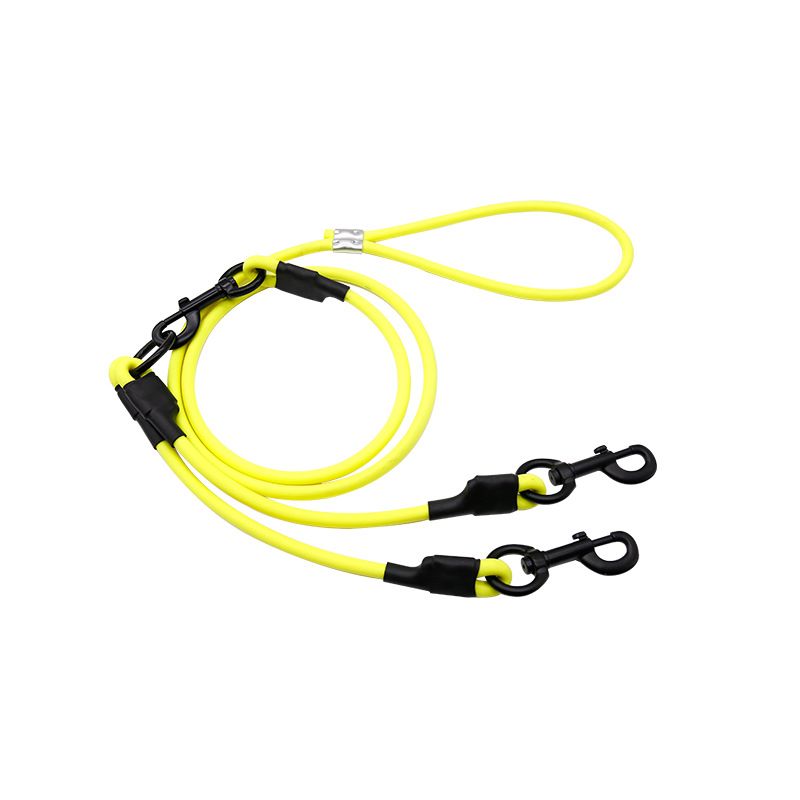 PVC-wasserdichte Haustierbedarf Eins-zu-Zwei Runde Doppelleine Hundeleine zum Spazierengehen für große, mittelgroße und kleine Hunde_voghion.com