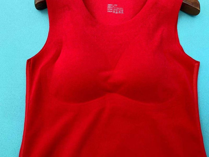Thermoweste für Damen in großen Größen, fleecegefüttert und mit Brustpolstern verstärkt, nahtloses Winter-Baselayer-Top_voghion.com