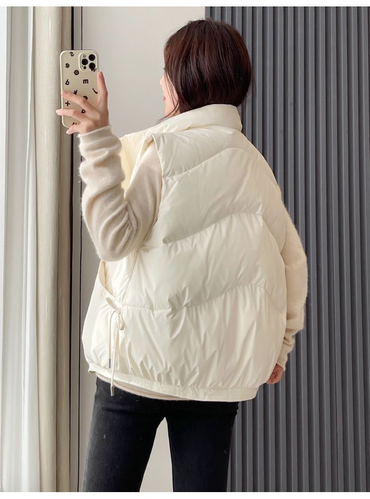 Gilet matelassé pour femme – Motif 3D et col montant zippé (Indispensable pour superposer les vêtements d'hiver légers)_voghion.com