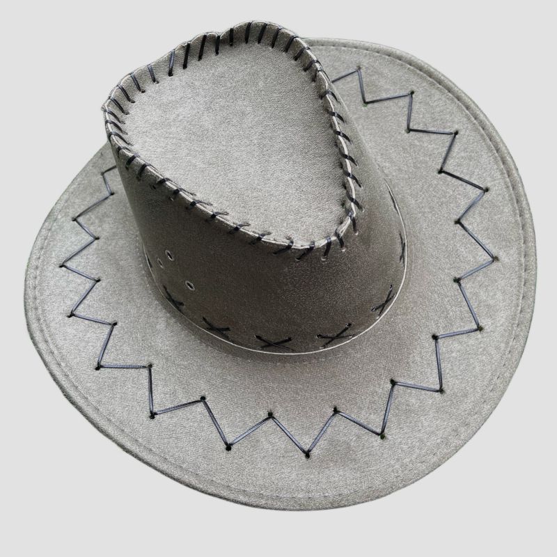 Western Cowboy Sommer Unisex Schutz Stil Ritter Breite Krempe Strand Sonnenhut Wildleder_voghion.com