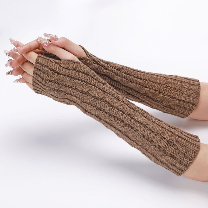 30 cm Fried Dough Twists Handschuhe Neue Herbst Winter Männer und Frauen Mittellange Strickwolle Warmer Tau Halbfingerarm_voghion.com