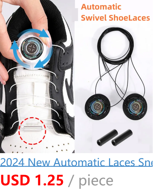 1pair Metal Wire Swivel Automatic Buckle Rope Sneaker ShoeLaces for Kids/Adult No Tie Shoe Laces Quick Lock Shoestrings_voghion.com