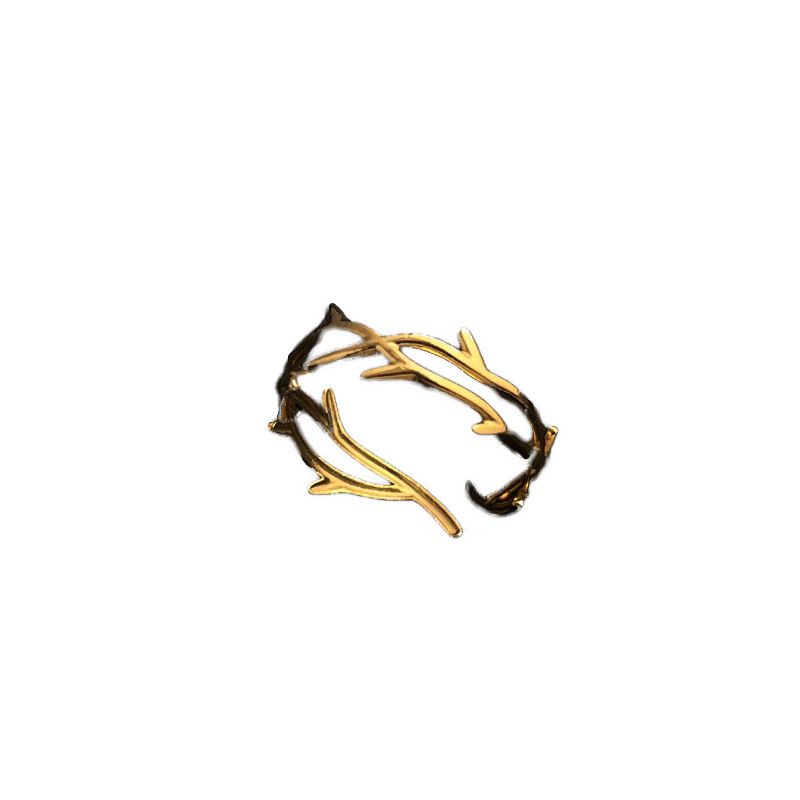 Anello in acciaio al titanio creativo con striscia geometrica placcata in oro e stile unico_voghion.com