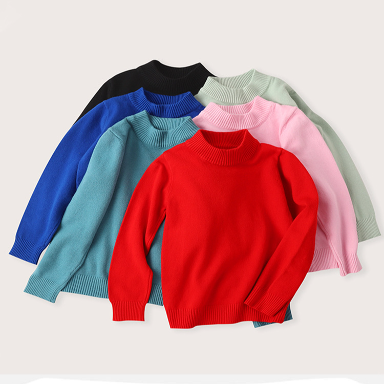 Ropa para niños Jersey de punto grueso para otoño/invierno con cuello alto para niños_voghion.com