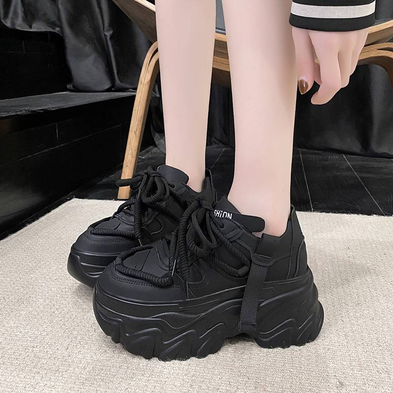 Women's Shoes 8cm height enhancing women's shoes thick soled high heeled dad shoes versatile and show small feet sports and leisure_voghion.com