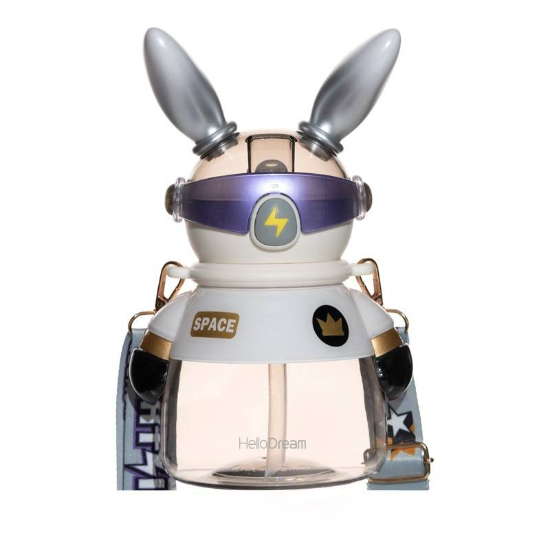 Cartoon Cool Hand Made Lightning Rabbit Space Cup 1000mL Creative Flying Cover Straw Plastic Water Cup_voghion.com