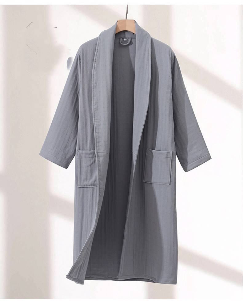 Pure Cotton Bathrobe Four Seasons Four Layer Gauze Hotel Bathrobe Autumn And Winter Long Men And Women Couples Nightgown Absorbent A Class_voghion.com