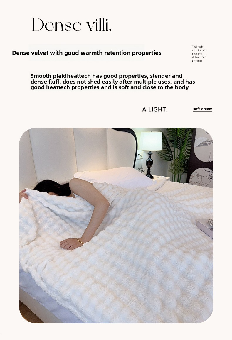 Bubble Fleecedecke – Ultraweicher Milchsamtüberwurf für Bett, Sofa und Büro, leichte Ganzjahresdecke aus 300 g/m² Polyester_voghion.com