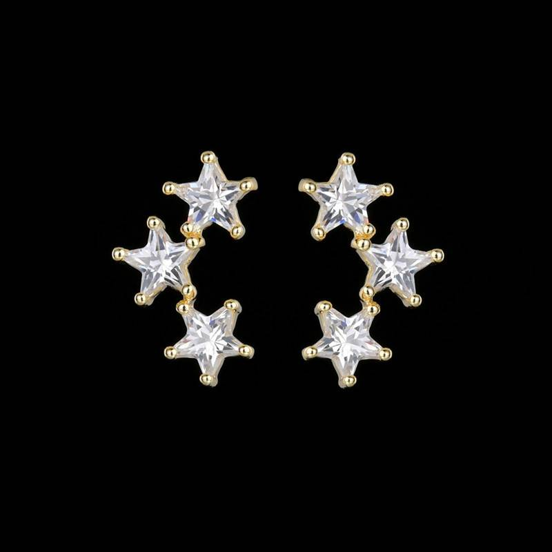 Women's Jewelry Geometric Star AAA Zircon Stud Earrings For Women, Hypoallergenic Fashion Earrings Gold Plating Personalized Design Rigid Earrings_voghion.com