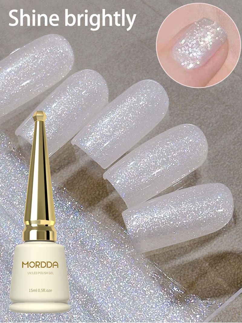 Colla per unghie Ding Bang, smalto glitterato casuale, nuovo smalto bianco con diamanti scintillanti, colore popolare dedicato ai saloni di bellezza_voghion.com