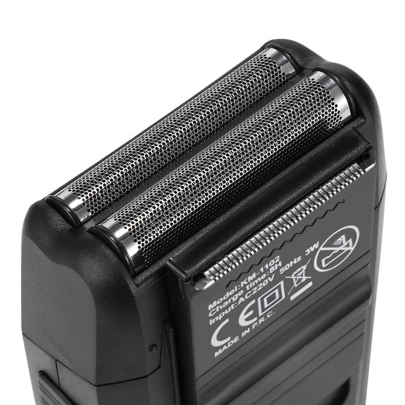 Kemei-1102 Afeitadora de barba flotante inalámbrica recargable para hombres Máquina de afeitar de doble hoja Cuidado facial Recortadora fuerte multifunción_voghion.com