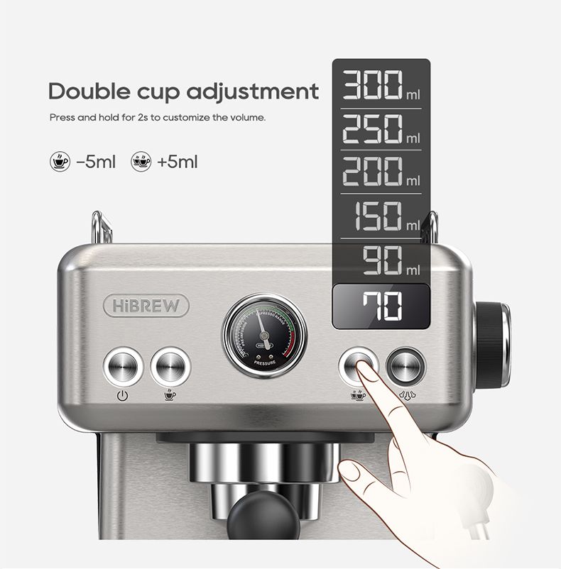 20Bar Semi Automatic Espresso Hine Temperature Adjustable 58mm Portafilter Cold/Hot Coffee Maker Metal CaseH10A_voghion.com