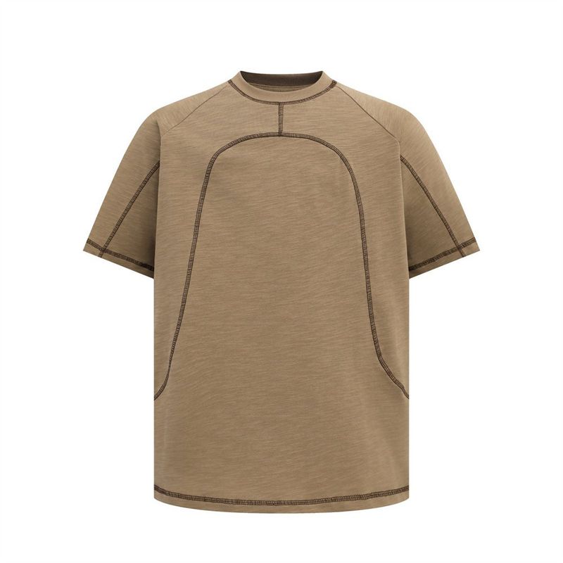 Herrenbekleidung Helles Liniendesign Lockeres Kurzarm-T-Shirt Herrenoberteile Sommertrend Street Sports Style Lässiger Halbarm_voghion.com