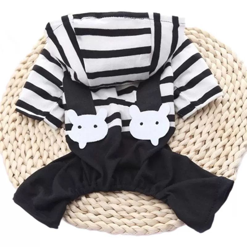 Vestiti a righe per gatti, primavera ed estate, per cani di piccola taglia, con cappuccio e bottoni, orsacchiotti, abbigliamento per la casa_voghion.com