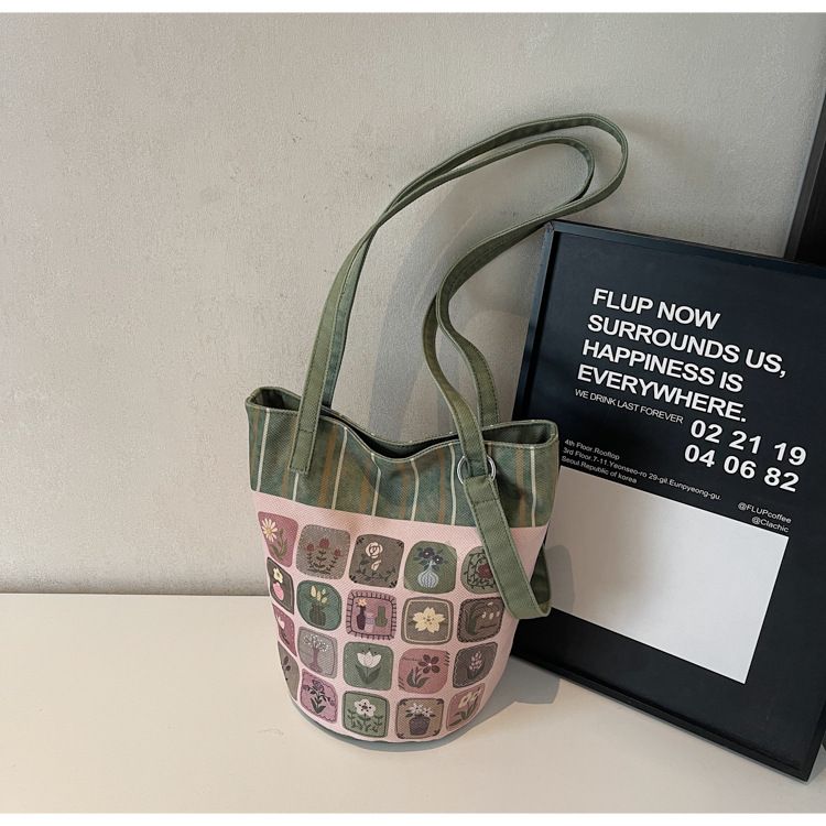 Borsa a tracolla casual con stampa di cartoni animati, stile minimalista e artistico, per donna, 2025_voghion.com