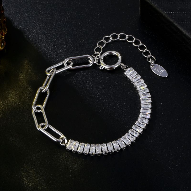 Stitching chain female ins niche set chain girlfriend gift girlfriends geometric zircon bracelet_voghion.com