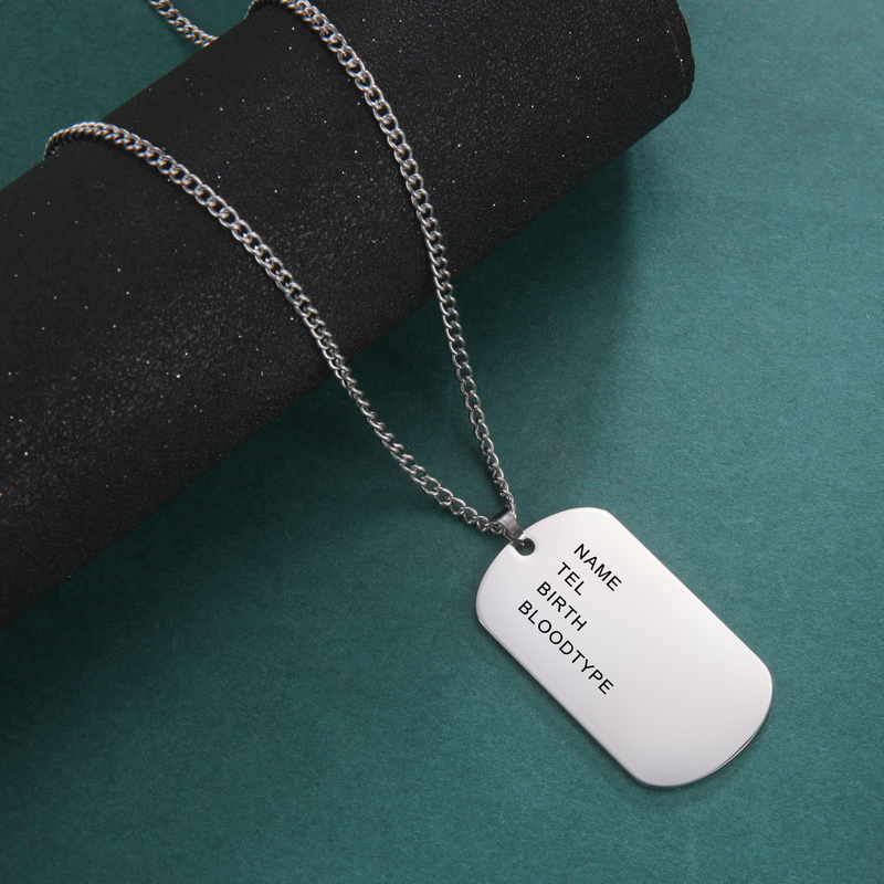 Hot Sales Military Army Tactical Personalized Bar US Dog Tag Necklace Soldier Name Chain Custom War Gift For Man Stainless Steel_voghion.com